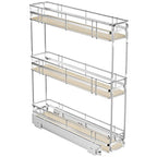 ROOMTEC 3-Tier Pull Out Cabinet Organizer Spice Rack for Narrow Cabinet 6" W x 20½" D, Slide Out Wood Shelves Storage for Kitchen - size: 6" W x 20½" D, 3 Tier, Wood Shelves