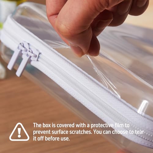 MACOPRO 4 PCS Small Clear Hard Shell Zipper Case, Clear Hard Shell Pencil Case with Zipper, Transparent Pencil Box & Zipper Pouch for School, Office & Art Supplies - size: 4Pcs-Small