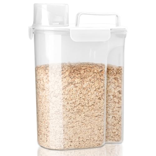 Komzon Rice Container, Airtight Rice Storage Container 10lb, Cereal Containers Storage, BPA Free Food Dispenser with Pouring Spout Handle for Flour Pasta Grain, Pet Dog Cat Bird Food Storage Container - color: 10lb White