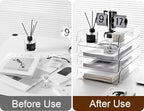 Gagee 2 Pack Paper Organizer for Desk,Clear Stackable Paper Sray Holder ﻿, Office Desk Organizer for Notes, Pens, File, Document - size: 2 Vertical