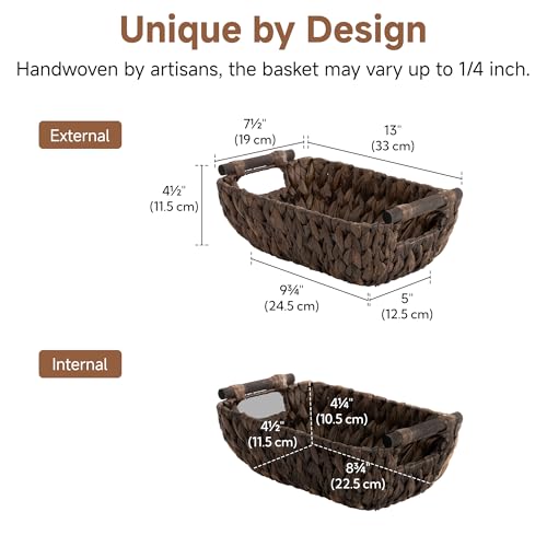 Storageworks Small Wicker Basket, Organizer Baskets for Shelves, Wicker Baskets for Storage, Decorative Storage Toilet Paper Basket, Vintage Home Decor, Water Hyacinth - color: Dark Brown(Water Hyacinth), size: Small