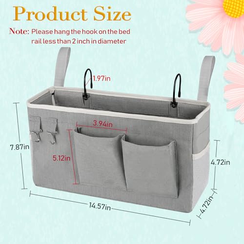 Bedside Storage Caddy/Bedside Hanging Storage Bag for Headboards Bunk Beds Dorm Rooms Book Phone Magazine Holder (Grey) - color: Grey