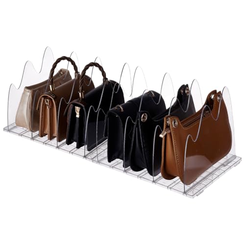 UNICRAFTALE Purse Organizer for Closet Plastic Clear Purse Storage Adjustable Shelf Dividers Handbag Separators Storage Organizer for Closets Bedroom Wardrobes Offices