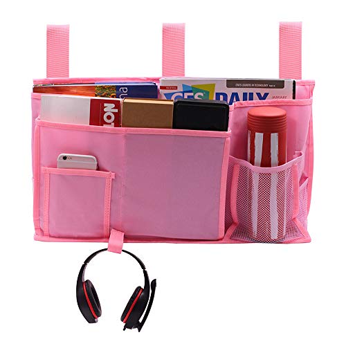 Sugaroom Bedside Storage Caddy, Bunk Bed Organizer Bed Storage Pocket Bedside Organizer Hanging Bed Storage Caddy for College Dorm Room, Hospital Bed Rails, Baby Bed, Camp (Pink) - color: Pink, size: Large