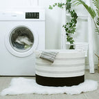 R RUNKA XXXLarge Cotton Rope Basket 22" X 22"X 14" Blanket Basket for Living Room Woven Basket Soft Baby Laundry Blanket Basket Nursery Bin Toy Basket with Handle White+Black - color: White+Black