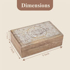 Ajuny Mango Wood Jewelry Box – Hand-Carved Celtic Knot Keepsake/Memory Box, Decorative Trinket & Treasure Chest Organizer, Handmade Gift for Women & Men, Travel Friendly, 8x5 Inch - style: Center Flower Des