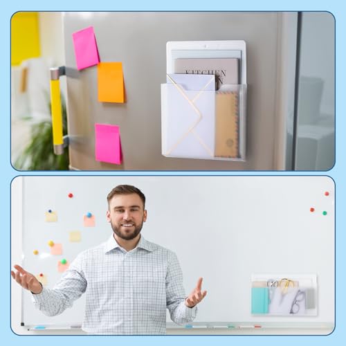 Fuutreo 6 Pcs Magnetic Wall File Organizer Magnetic Wall File Holder Refrigerator Magazine Holder for Mail Letters Paper(Clear,Horizontal & Vertical) - color: Clear, size: Horizontal & Vertical