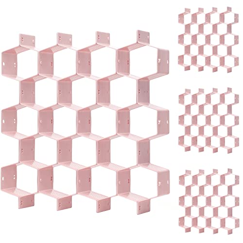 Honeycomb drawer organizer and divider, underwear, socks, tie sorter, office supplies and sundry sorting 32 pieces (Pink) - color: Pink-4PCS