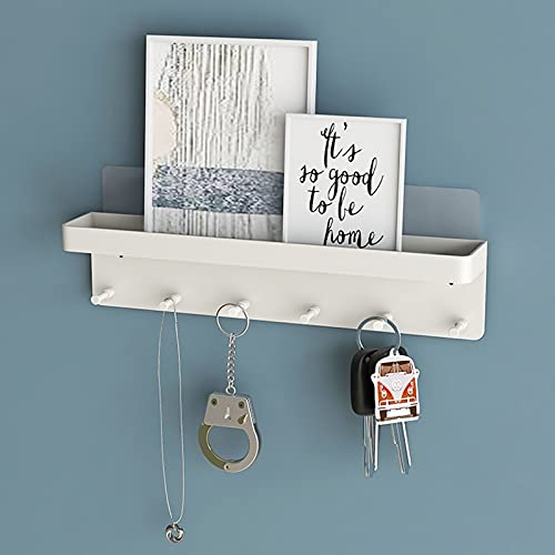 MKO Key Holder for Wall, Mail Organizer and Key Rack Wall Mount with Tray & 6 Hooks for Hallway (White) - color: White 1pcs