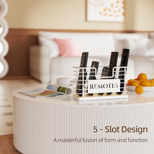 Remote Control Holder, 5-Slot TV Remote Holder Wall Mount, Universal Remote Caddy Large Size Design for Wall Table Living Room Bedroom, Easy Installation, White - color: White-5 Slot