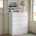 Furniouse Modern 5 Large Storage Drawers Dresser for Clothes Organizer, White Modern Chest of Drawers for Closet, 27.6" Long Drawer Organizer Cabinet for Bedroom, Living Room, Entryway, Hallway - size: 15"D x 27.6"W x 41.4"H (5 Drawers)