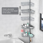 KEGII 4-Tier Corner Shower Caddy Tension Pole - Adjustable Shower Tension Rod Organizer, Floor to Ceiling Shower Caddy 25-114.2 inch, Shower Towel Rack Corner Waterproof, Light Gray - style: Tension Caddy - Light Gray