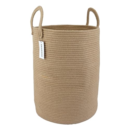 XUANGUO Cotton Rope Laundry Basket Hamper for Clothes Woven Storage Basket for Living Room Bedroom Boho Tall Rope Baskets for Blanket Toys Pillow Towels Baby Nursery Hamper Bin Large jute - color: jute, size: Large