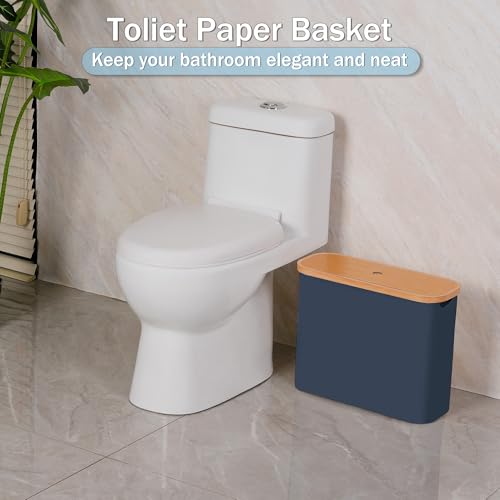 efluky Toilet Paper Basket with Lid, Toilet Paper Organizer for Bathroom, Free Standing Toilet Paper Holder with Storage, Blue - color: Blue