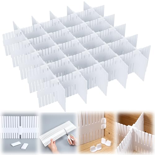 Blosssound 15 Pcs 5.12 Tall Drawer Divider Adjustable Drawer Organizer DIY Ultra Deep Storage Organizer Separator with Fixed Buckle for Underwear Socks Dormitory Office Kitchen Bedroom(White) - color: White