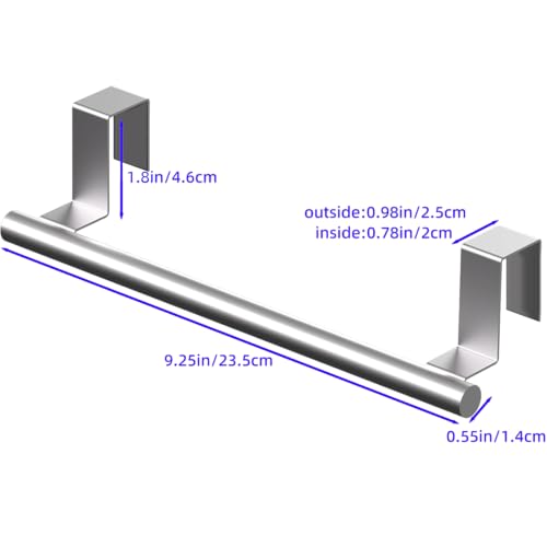 Over Cabinet Towel Bar 9" Kitchen Towel Rack - Silver, Stainless Steel Towel Holder for Cabinet - 1 Pack - color: Brushed Finish - 1 Pack
