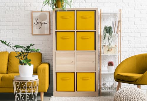 Sorbus Foldable Storage Cubes - 6 Fabric Baskets for Organizing Pantry, Shelf, Toy Box, Cubby, Closet Organizer - 11 Inch Collapsible Closet Organizers and Storage Bins (Dark Yellow 6 Pack) - color: Dark Yellow, size: 11 Inch