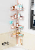KEGII Corner Shower Caddy Tension Pole - 4-Tier Rustproof Bathroom Organizer, Floor to Ceiling Shower Caddy 25-114.2 inch, No Drilling Shower Storage Rack for Shampoo, Towels (Blush Nude) - style: Tension Caddy - Blush Nude
