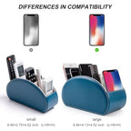 BONNY DODO Remote Control Holders Organizer Box with 5 Compartment PU Leather Multi-functional Office Desk Storage Caddy Store (Pacock blue) - color: Pacock blue
