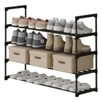 Calmootey 4-Tier Shoe Rack, Tall Large Capacity 20 Pairs Shoes Storage Organizer, Stackable Wide Shoe Shelf for Entryway, Hallway, Black - size: 4-Tier