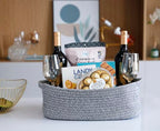 Woven Cotton Rope Storage Basket, Cube Changing Table Organizer for Closet Towels, Baby Nursery Bin, Small Dog Cat Toy Box, Gift Baskets empty (14.5"x 11"x 5") by CIKI HOME - color: grey