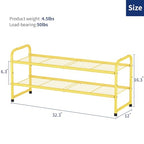 SUFAUY 2-Tier 33" Wide Shoe Rack, Closet Metal Wire, Stackable, Gold - color: Gold, size: 2 Tier