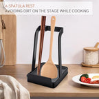 vocheer Pot Lid Holder, Stainless Steel Kitchen Organizer Rack Spoon Rest Rack Holder-Lid Stand for Utensils in Kitchen, Black - color: A