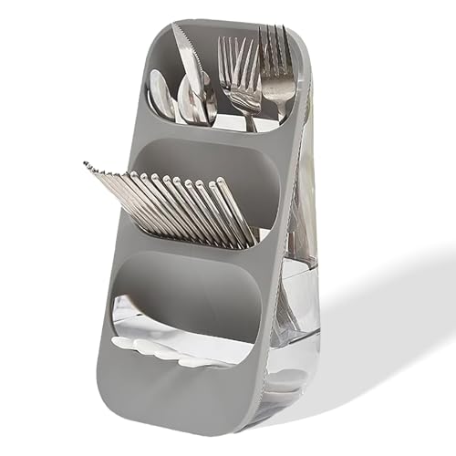COVRA 3-Tier Large Capacity Kitchen Utensil Organizer – Minimalist Desktop Storage Box for Kitchen, Bedroom, Living Room & More (Gray) - color: Gray