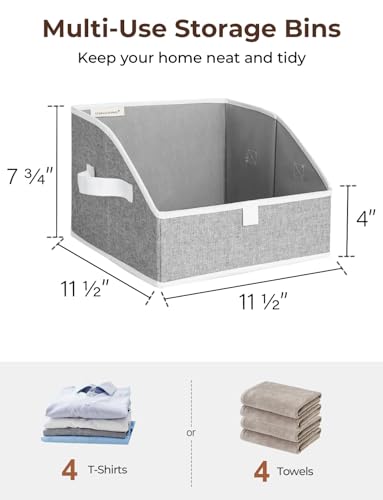 StorageWorks Closet Storage Bins, Trapezoid Organizer Box for Shelves, Fabric Clothes Bin, Foldable Organizing Baskets with Handles, Small, 3-Pack, Gray - color: Gray, size: Small