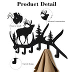 Elk Antler Key Holder Wall Mount – Rustic Key Rack for Wall with Hooks, Black Metal Deer Key Hanger, Wall-Mounted Key & Coat Hooks for Entryway, Cabin or Mudroom - color: Elk Antler