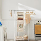 MAX Houser 5 Tier Shelf Hanging Closet Organizer, Cloth Hanging Shelf with 2 Sturdy Hooks for Storage, Foldable (Beige-D2) - color: Beige