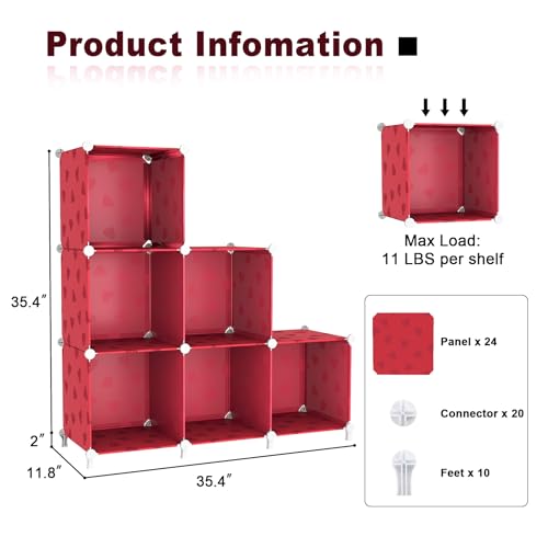 UNKU Cube Storage Organizer, 6 Cube Closet Organizer Storage Shelves, DIY Stackable Bookcase, Clothes Organizer Shelf for Closet, Bedroom, Living Room, Cabinet, Home, Office, Red - color: Green, size: 6cube
