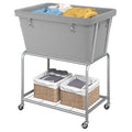 ELYKEN Rolling Laundry Hamper with Wheels, 32-Gallon (122L) Laundry Cart with Removable Bag, 2-Tier Clothes Basket Hamper with Shelf for Closet, Bedroom, Bathroom, Laundry Room, Gray - color: Gray, size: 27.4"L x 19.9"W x 30.9"H