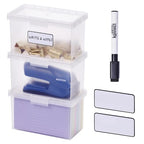 Bostitch Konnect Storage Containers with Lids, Office Organizer, Clear Plastic Box, Stackable for Index Cards, Labels, 1 Qt, 3 Pack - size: 3-Pack