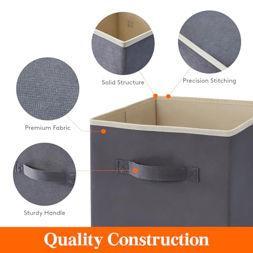 Lifewit Storage Cubes, Foldable Decorative Fabric Storage Baskets for Organizing Home Organizers with Handles for Shelves, Closet, 13 Inch Bins, 36L Gray, 12 Packs - color: Gray, size: 12pcs-13INCH