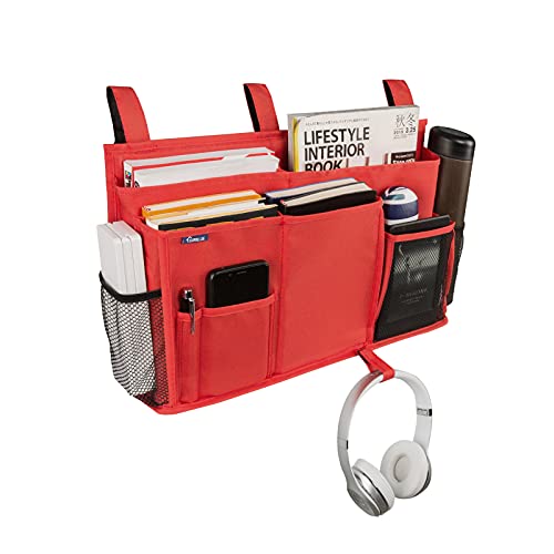 Surblue Caddy Hanging Organizer Bedside Storage Bag for Bunk and Hospital Beds, Red, L - color: Red, size: Large
