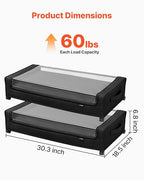 VEVOR Under Bed Storage with Wheels, 30.3 x 18.5 x 6.8 inch, Underbed Containers with Clear Lid, Underbed Shoe Organizer, Rolling Under the Bed Storage Bins for Clothes Shoes Blankets Bedroom, 2 Pack - style: C