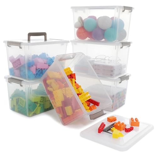 Citylife 6 Packs 6 QT Plastic Storage Bins with Latching Lids Clear Storage Box with handle Stackable Storage Containers for Organizing Snacks, Crafts, Toys, Tools - size: 6 Packs (10.31"L x 8.42" W x 6.1"H)