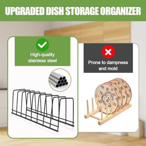 SITAKE 6 Pack Kitchen Cabinet Organizer Pot Lid Holder Stainless Steel Reusable Containers Drying Rack Stand Counter Storage Shelf for Pot Pan Dish Plate Cutting Board Serving Trays Bakeware (Black) - color: Black