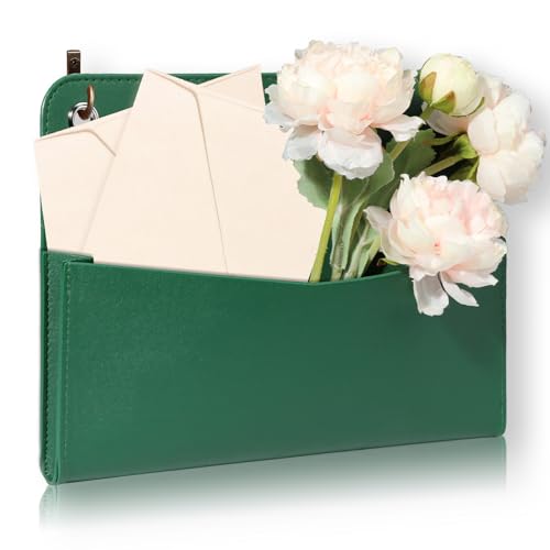 Wall Mount Green Faux Leather PU Leather Mail Holder Letter Holder Stylish Wall Hanging Mail Storage 2 Ring 9.8" x 7.7" x 1.4" File Organizer for Flowers Envelope Key Notebooks Home Office Decor - color: Green