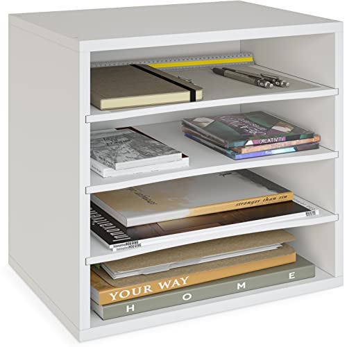 Ballucci 4-Tier Paper Organizer for Desk, Stackable Organizer Tray, Desk Storage Shelves, Stacking Letter Paper Tray Sorter for Classroom, Office, White - color: White, size: 4 Tier Standard