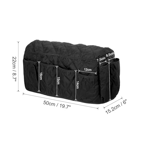 uxcell Sofa Armrest Organizer Non-Slip Armchair Caddy Waterproof Couch Remote Holder Organizers with 14 Pockets for TV Remote Control Cell Phone Magazines Sofa Organization, Black - color: Black