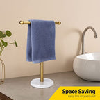 Gold Hand Towel Holder Stand with Heavy Marble Base, T-Shape Towel Rack, Free-Standing for Bathroom Vanity Countertop, 304 Stainless Steel (Gold) - color: Gold
