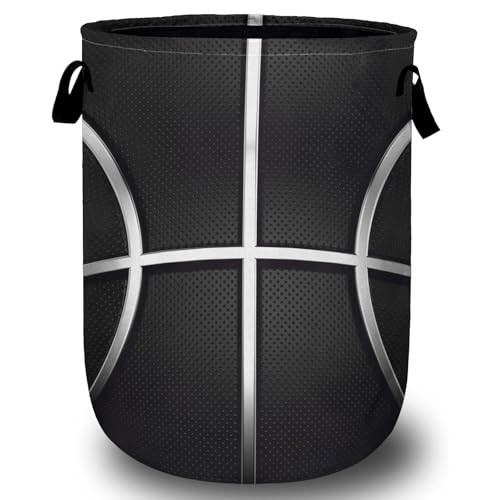 Cool Basketball Laundry Basket, Sport Ball Laundry Hamper Collapsible Oxford Cloth with Handle Clothes Toy Storage Bin for Bathroom Laundry Room Bedroom 15.7 X 20 Inch - color: Cool Basketball