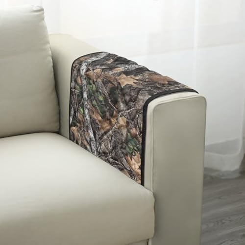 Forest Camo Hunting Print Armrest Covers for Sofa with 2 Pockets Comfortable Couch Arm Covers Stain Resistant Couch Chair Armrest Storage for Magazine, Tablet, Phone - color: Forest Camo Hunting