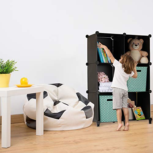 Homeries Cube Storage System – Modular DIY Plastic Closet Organizer Rack, Storage Shelves, Bookshelf, Bookcase for Bedroom, Office, Dorm Room, College, Living Room - Black (6-Cube) - size: Small