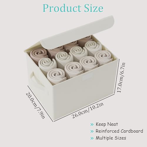 Fabric Storage Bin with Lid, Closet Boxes with Cover, Collapsible Stackable Organizer Basket with 2 Handles, for Home and Bedroom, 4 Pack, Beige, 10.2 x 7.9 x 6.7 In, XSNY12BES-4 - color: Beige, size: Small（4 Pack）