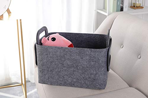 Minoisome Storage Basket Felt Storage Bin Collapsible& Convenient Box Organizer with Carry Handles for Office Bedroom Closet Babies Nursery Toys Laundry (Grey, 17.9inch（L）×12.2inch（W）×11.6inch（H）) - color: Grey, size: 17.9inch（L）×12.2inch（W）×11.6inch（H）