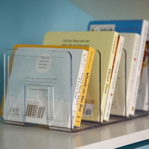 YAGELI Clear Acrylic Purse Organizer for Closet, 3-4 Section Desk File Sorter, 2.95" Wide Slots for Clutches, Handbags, Binders & Folders, Sturdy Stackable Bookshelf Organizer, 4-Pack (4 Sections) - size: 4 Sections-4 pack