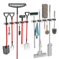 2 Pack Broom Holder Wall Mount Mop and Broom Hanger Broom Organizer Storage Tool Racks Stainless Steel Heavy Duty for Kitchen Garden Laundry Garage (5 Racks with 4 Hooks) - style: 2 PACK